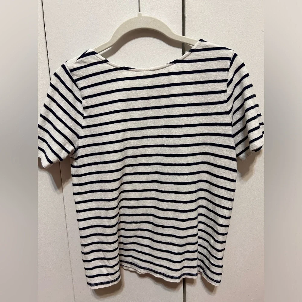 Sezane Milo T-Shirt in Ecru/Navy Striped, Size S - Picture 11 of 11